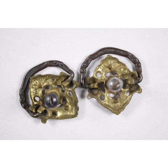 Antique cast brass drawer pulls with drop handle, vintage salvaged hardware, - Picture 6 of 8